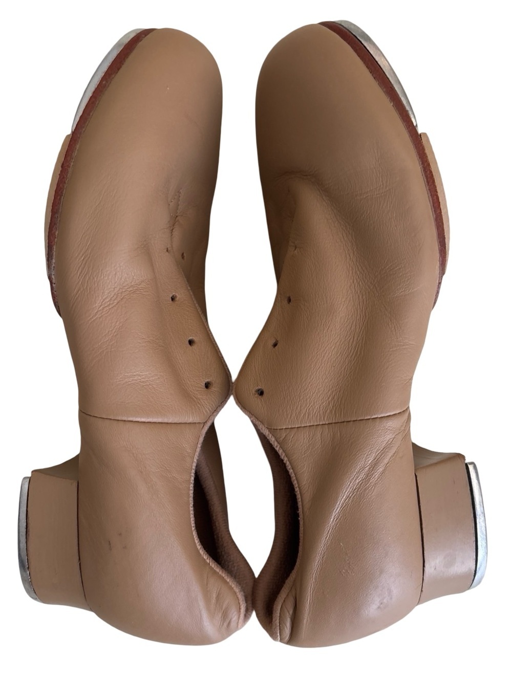 Bloch Nude Tan Leather Tap Shoes 4M Dance Shockwave - Picture 5 of 8